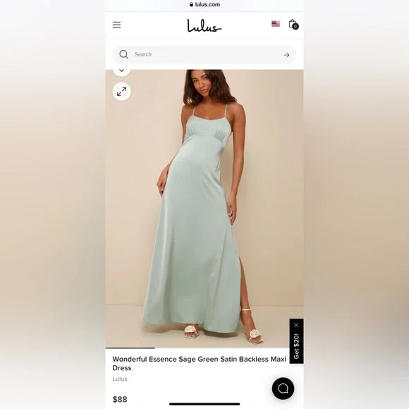 Lulus Wonderful Essence Sage Green Satin Backless Maxi Dress - Picture 1 of 1